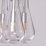 Люстра с 7-ю прозрачными плафонами из стекла в форме капли на круглом потолочном основании цвета хром Lucid Rain  варинант исполнения - 8 | Loft Concept в Новосибирске