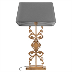 Настольная лампа на ажурном чугунном основании с серым абажуром Openwork Lamp варинант исполнения - 3 | Loft Concept в Новосибирске