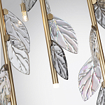Люстра с золотистыми трубками и прозрачными стеклянными листьями на подвесах Sylva  варинант исполнения - 7 | Loft Concept в Новосибирске