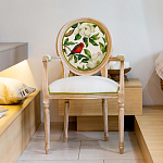 Стул с подлокотниками золотистый из бука с изображением птиц и цветов Blooming Red Birds варинант исполнения - 3 | Loft Concept в Новосибирске