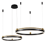 Люстра подвесная с двумя кольцами черного и золотого цвета Ring Horizontal варинант исполнения - 2 | Loft Concept в Новосибирске