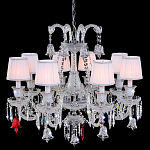 Люстра с 8-ю белыми текстильными абажурами и хрустальными подвесками Lustre Reverie варинант исполнения - 1 | Loft Concept в Новосибирске