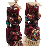 Комплект из 2-х деревянных статуэток Asmat Straw Headdress Statuettes Red Tattoo варинант исполнения - 3 | Loft Concept в Новосибирске