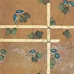 Обои ручная роспись Morning Glory Original colourway on gold metallic silk варинант исполнения - 2 | Loft Concept в Новосибирске