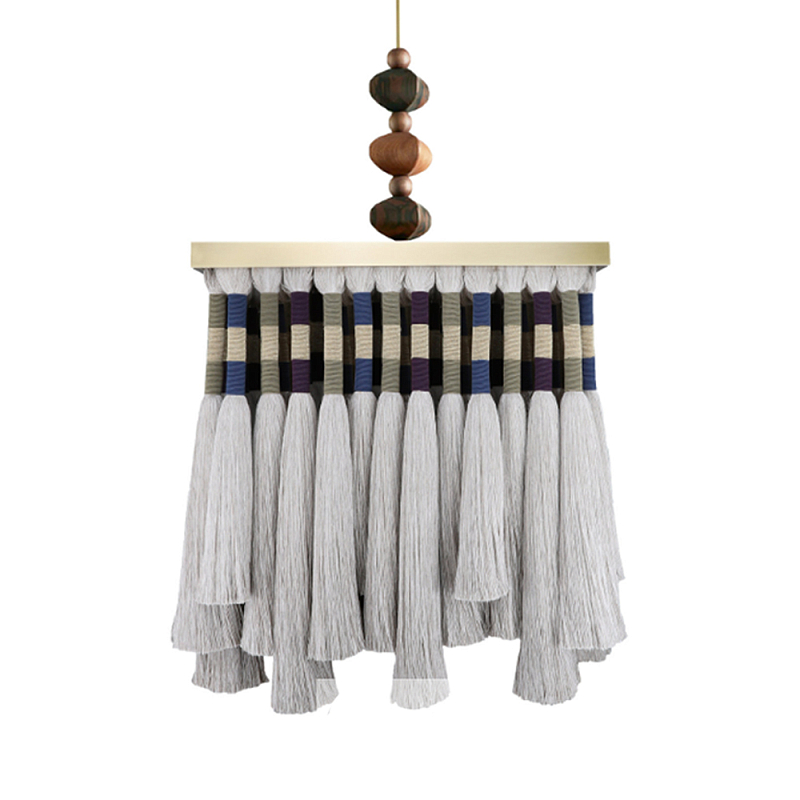 Люстра квадратная плетеная с бахромой Wicker Square Chandelier with Tassels Мульти Люстра квадратная плетеная с бахромой Wicker Square Chandelier with Tassels Мульти в Новосибирске | Loft Concept