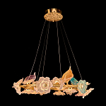 Люстра круглая на золотом каркасе с птичками и цветочным декором Miscellaneous herbs варинант исполнения - 1 | Loft Concept в Новосибирске