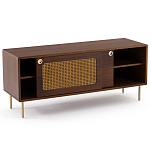 ТВ-тумба из ореха с плетеным декором Eland Wooden Wicker TV Stand варинант исполнения - 2 | Loft Concept в Новосибирске