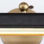 Светильник для картин цвет винтажная латунь с прямоугольным плафоном из кожи черного цвета Alora варинант исполнения - 5 | Loft Concept в Новосибирске