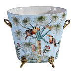 Кашпо из голубого фарфора с бронзовыми элементами Blue Garden варинант исполнения - 1 | Loft Concept в Новосибирске