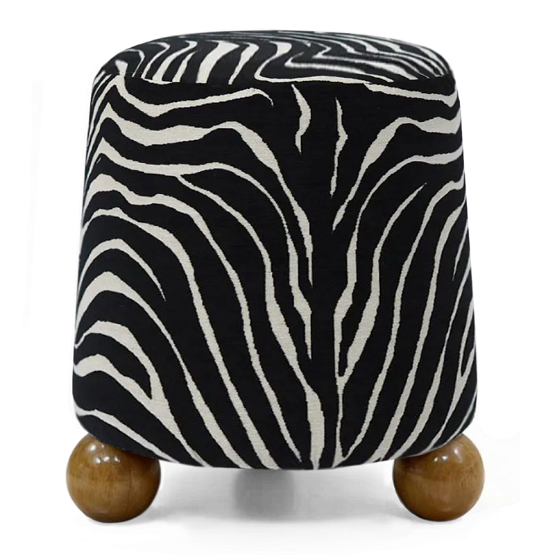 Пуф Wakonda обивка ZEBRA с Круглыми ножками  Черно-белый Коричневый в Новосибирске | Loft Concept 