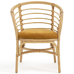 Кресло из ротанга с сиденьем из велюра Vini Rattan Armchair варинант исполнения - 2 | Loft Concept в Новосибирске