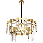 Двухъярусная люстра с прямоугольными хрустальными плафонами Glass Rectangles Gold Chandelier 76 варинант исполнения - 2 | Loft Concept в Новосибирске