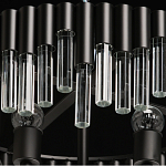 Люстра круглая из матового черного металла с подвесками из прозрачных стеклянных трубок Noir Tubes варинант исполнения - 8 | Loft Concept в Новосибирске