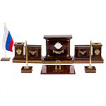 Настольный письменный набор с часами и визитницами из природного камня обсидиана Royal Present варинант исполнения - 1 | Loft Concept в Новосибирске