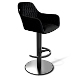 Барный стул вращающийся со спинкой и подлокотниками Douglas Rhombus Черный Велюр варинант исполнения - 1 | Loft Concept в Новосибирске