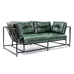 Диван Лофт Натуральная Винтажная кожа Зеленый Two Seat Encounter Leather Sofa варинант исполнения - 2 | Loft Concept в Новосибирске
