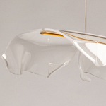 Люстра линейная с 3-мя белыми волнистыми плафонами Wave Line варинант исполнения - 8 | Loft Concept в Новосибирске