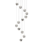 Люстра каскадня с 12-ю прозрачными шарообразными плафонами Bubbles Bocci варинант исполнения - 1 | Loft Concept в Новосибирске