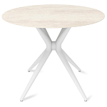 Стол обеденный с круглой столешницей из керамики на четырех белых ножках Sand Ceramics варинант исполнения - 1 | Loft Concept в Новосибирске