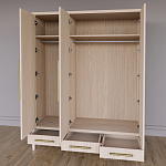 Большой Шкаф Primo Светлый дуб с 3 дверьми и 3 выдвижными ящиками варинант исполнения - 6 | Loft Concept в Новосибирске