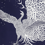 Обои ручная роспись в стиле Арт-деко Whistler Peacocks Special Colourway on Empire Blue dyed silk варинант исполнения - 2 | Loft Concept в Новосибирске