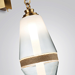 Бра со стеклянным плафоном конусообразной формы и декоративной вставкой из джута Tectona  варинант исполнения - 5 | Loft Concept в Новосибирске