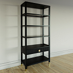 Стеллаж Elsa Dreams Black со стеклянными полками и ящиком варинант исполнения - 1 | Loft Concept в Новосибирске