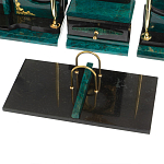 Настольный письменный набор из змеевика тёмно-зелёного цвета с декором в виде орла Successful Leader варинант исполнения - 4 | Loft Concept в Новосибирске