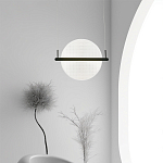 Светодиодный подвесной светильник круглой формы с металлическим черным каркасом Marble Glow варинант исполнения - 5 | Loft Concept в Новосибирске