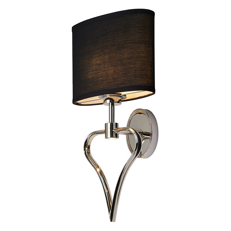 Бра для ванных комнат с черным тканевым абажуром овальной формы и декоративной вставкой в форме сердца Elstead Lighting Черный Хром в Новосибирске | Loft Concept 