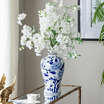 Ваза с бело-синей росписью и изображением цветов Blue & White Ornament варинант исполнения - 4 | Loft Concept в Новосибирске