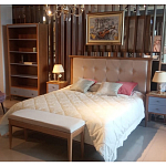 Кровать из массива бука с мягким изголовьем Tasteful Furniture варинант исполнения - 2 | Loft Concept в Новосибирске