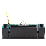 Настольный письменный набор из змеевика с часами и календарницей Successful Leader варинант исполнения - 3 | Loft Concept в Новосибирске