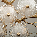 Потолочная люстра круглая ветвистыми бронзовыми элементами и стеклянными рифлеными дисками Textured Glass Chandelier варинант исполнения - 5 | Loft Concept в Новосибирске