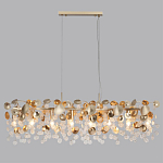 Люстра линейная с подвесками в форме монеток и золотистыми круглыми элементами из металла в виде лепестков FAIRYTREE Light варинант исполнения - 4 | Loft Concept в Новосибирске