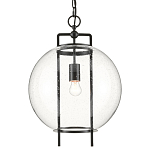 Подвесной светильник в форме шара из прозрачного стекла на линейном черном каркасе  Glass Ball with Seeds варинант исполнения - 2 | Loft Concept в Новосибирске