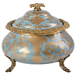 Шкатулка голубого цвета с золотым растительным узором Eden Garden варинант исполнения - 1 | Loft Concept в Новосибирске