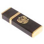 Флешка на 16 гб с декоративной металлической вставкой Герба РФ из натурального камня Обсидиан Черный Stone Flash Drive варинант исполнения - 1 | Loft Concept в Новосибирске