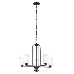 Люстра бронзового цвета с 5-ю матовыми стеклянными плафонами Generation Lighting варинант исполнения - 2 | Loft Concept в Новосибирске