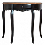 Консоль черная полукруглая из массива березы с ящиком и состаренным эффектом Vintage варинант исполнения - 1 | Loft Concept в Новосибирске