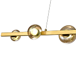 Люстра светодиодная линейная с 6-ю круглыми плафонами коньячного цвета Iona Chandelier Brass  варинант исполнения - 2 | Loft Concept в Новосибирске