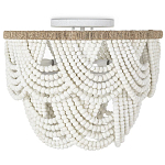 Круглый потолочный светильник с подвесками из круглых деревянных бусин Wooden Beads White Ceiling Lamp варинант исполнения - 2 | Loft Concept в Новосибирске