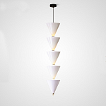 Подвесной светильник светодиодный в виде ряда белых металлических конусов  Herringbone варинант исполнения - 3 | Loft Concept в Новосибирске