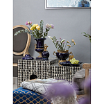 Ваза темно-синяя фарфоровая на бронзовой подставке с ажурным ободком и изогнутыми ручками Eden Garden варинант исполнения - 5 | Loft Concept в Новосибирске