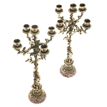 Подсвечники из бронзы на 10 свечей на подставке из камня креноид Stone Candlestick варинант исполнения - 2 | Loft Concept в Новосибирске