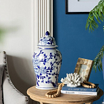 Ваза с крышкой и синим цветочным узором Blue & White Ornament  варинант исполнения - 8 | Loft Concept в Новосибирске
