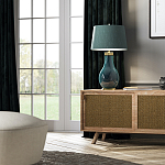 Настольная лампа с коническим дымчато-зелёным абажуром из искусственного шёлка Quintiesse варинант исполнения - 3 | Loft Concept в Новосибирске