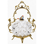 Конфетница с бронзовой ручкой и фарфоровой птичкой на крышке Eden Garden варинант исполнения - 1 | Loft Concept в Новосибирске