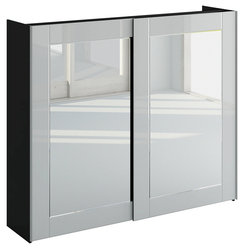 Шкаф-купе White Crystal Черный Белый Зеркало в Новосибирске | Loft Concept 