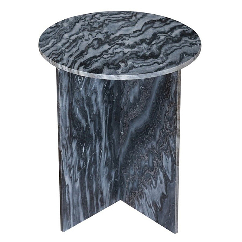 Столик кофейный с столешницей из черного мрамора Compact Black Marble Table Черный Мрамор Nero в Новосибирске | Loft Concept 